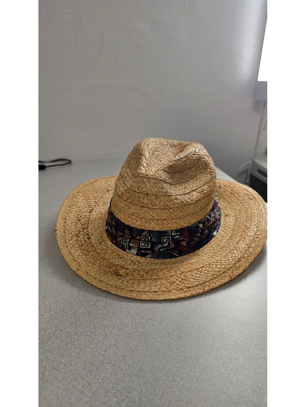 Dorfman Pacific Genuine Raffia Straw Sun Hat Wide Brim Boho Medium Beach